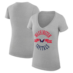 Washington Capitals G-III 4Her by Carl Banks Women's Super-Slim Fit Lightweight City Graphic V-Neck T-Shirt - Heather Gray - NHL 200593422