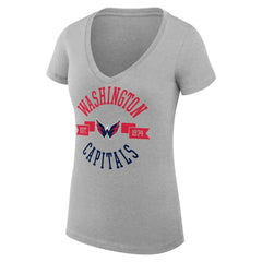 Washington Capitals G-III 4Her by Carl Banks Women's Super-Slim Fit Lightweight City Graphic V-Neck T-Shirt - Heather Gray - NHL 200593422