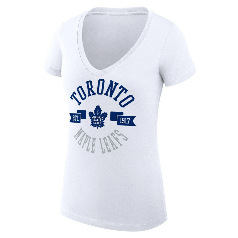 Toronto Maple Leafs G-III 4Her by Carl Banks Women's Super-Slim Fit Lightweight City Graphic V-Neck T-Shirt - White - NHL 200593423