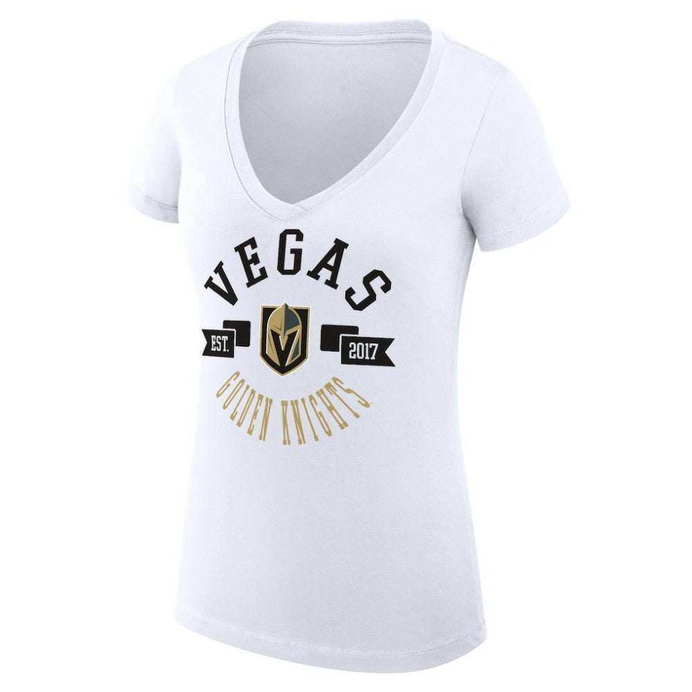 Vegas Golden Knights G-III 4Her by Carl Banks Women's Super-Slim Fit Lightweight City Graphic V-Neck T-Shirt - White - NHL 200593426