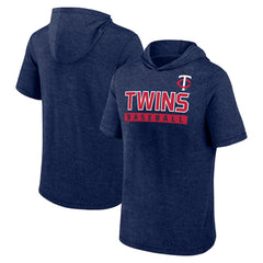 Minnesota Twins Fanatics Push Short Sleeve Pullover Hoodie - Heather Navy - Fanatics Sale
