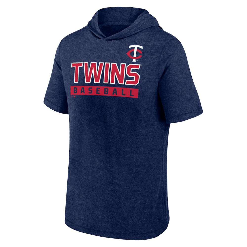 Minnesota Twins Fanatics Push Short Sleeve Pullover Hoodie - Heather Navy - Fanatics Sale