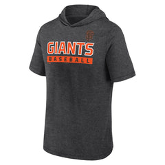 San Francisco Giants Fanatics Push Short Sleeve Pullover Hoodie - Heather Charcoal - Fanatics Sale