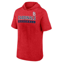St. Louis Cardinals Fanatics Push Short Sleeve Pullover Hoodie - Heather Red - Fanatics Lifestyle