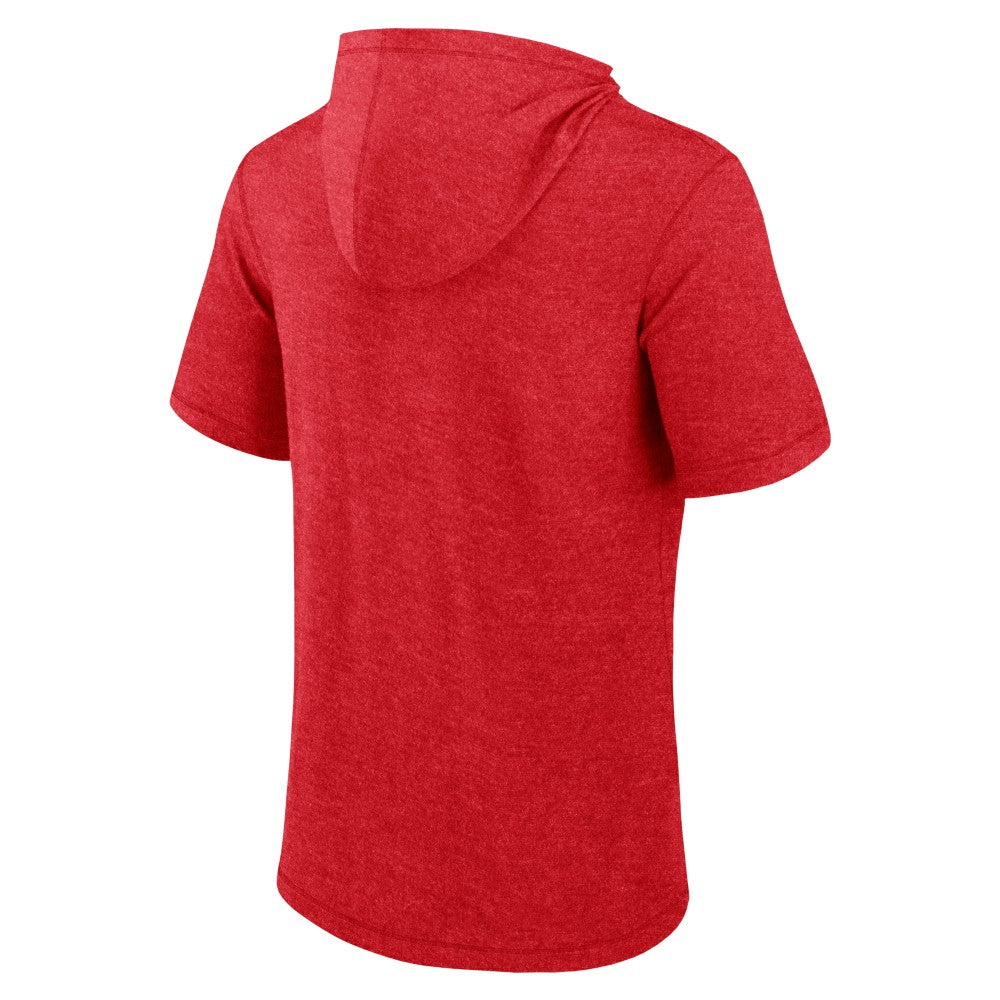 St. Louis Cardinals Fanatics Push Short Sleeve Pullover Hoodie - Heather Red - Fanatics Lifestyle