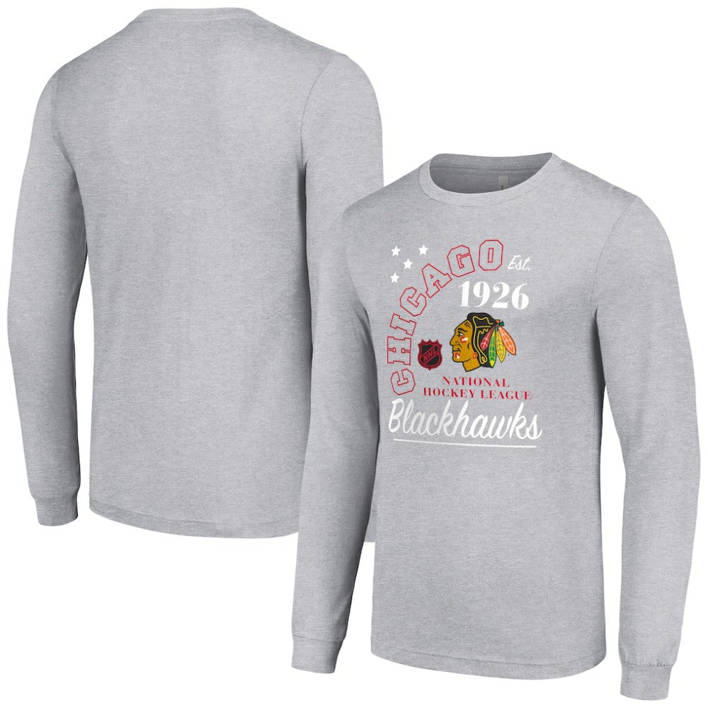 Chicago Blackhawks Starter Arch City Theme Graphic Long Sleeve T-Shirt - Heather Gray - NHL 200594648