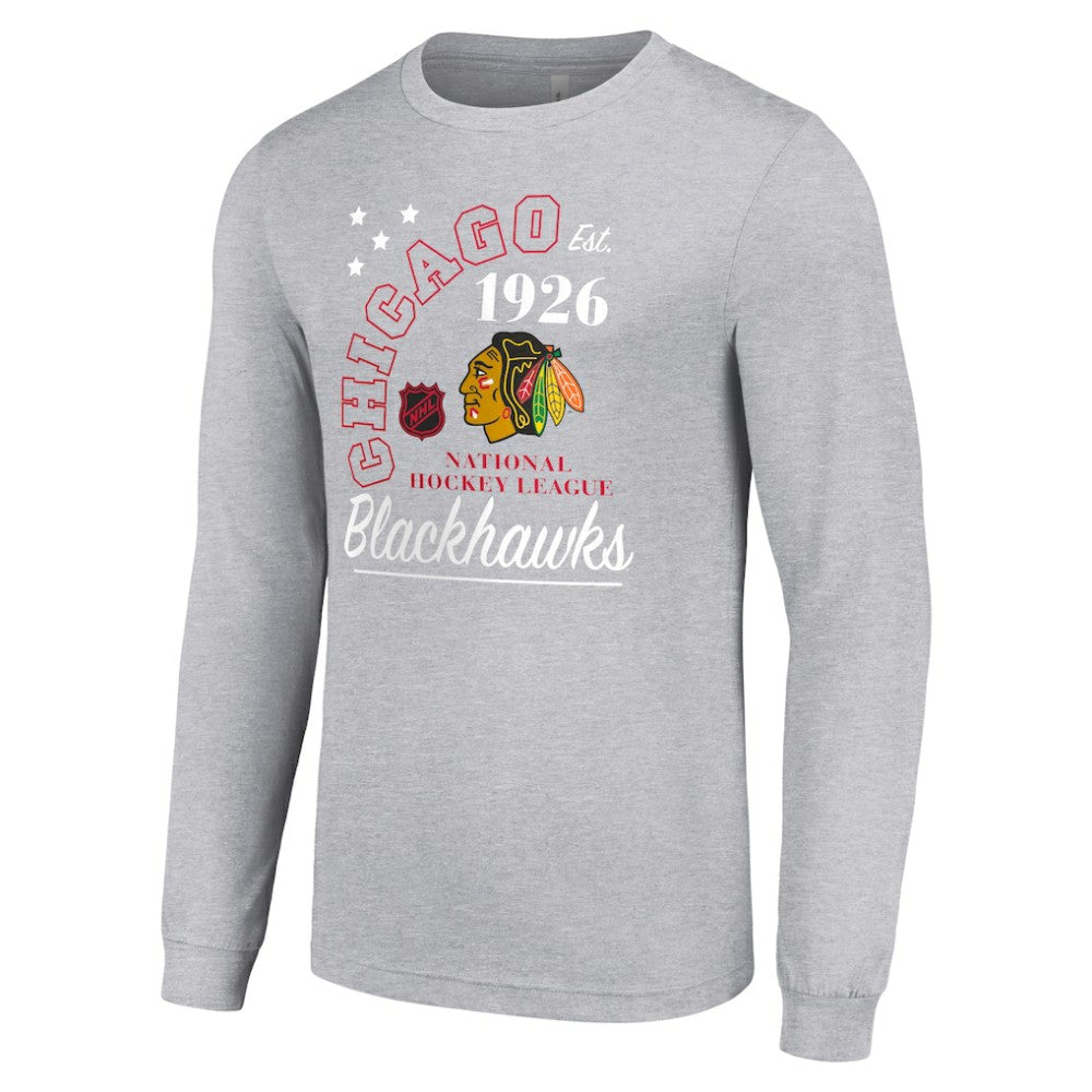 Chicago Blackhawks Starter Arch City Theme Graphic Long Sleeve T-Shirt - Heather Gray - NHL 200594648