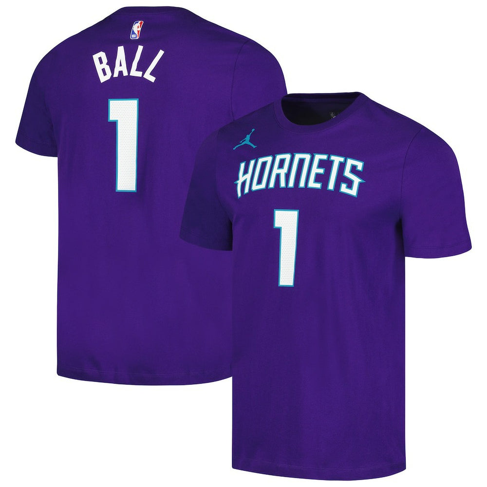 LaMelo Ball Charlotte Hornets Jordan Brand 2022/23 Statement Edition Name & Number T-Shirt Purple