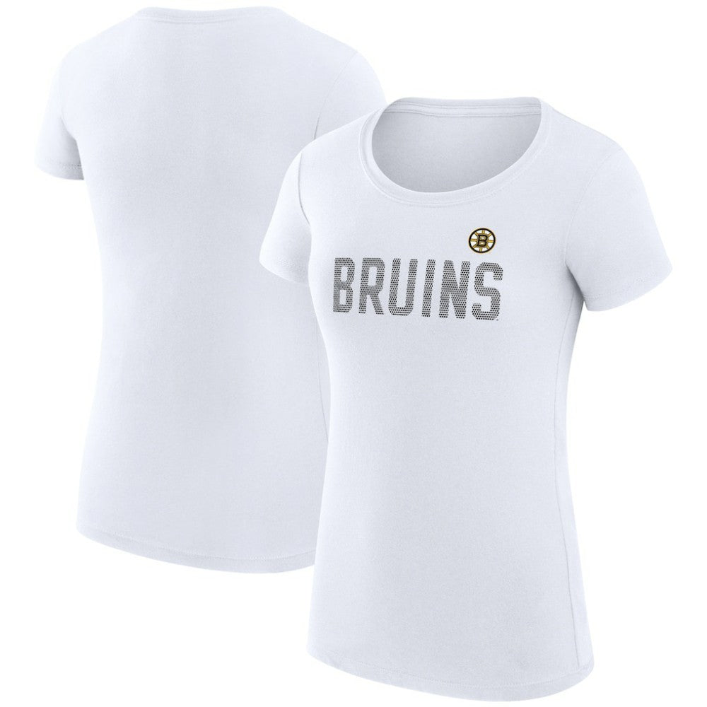Boston Bruins G-III 4Her by Carl Banks Women's Super-Slim Fit Lightweight Dot Print Team T-Shirt - White - NHL 200595232