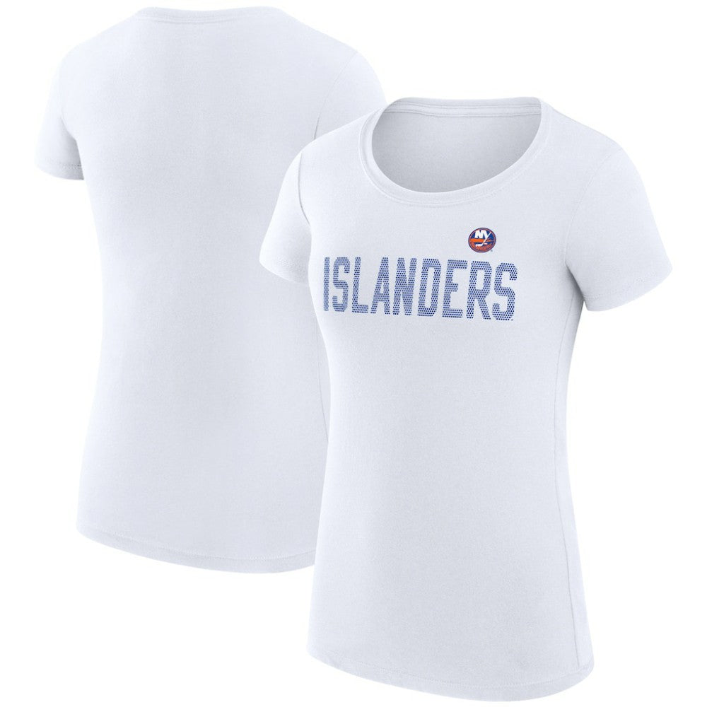 New York Islanders G-III 4Her by Carl Banks Women's Super-Slim Fit Lightweight Dot Print Team T-Shirt - White - NHL 200595248