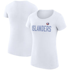 New York Islanders G-III 4Her by Carl Banks Women's Super-Slim Fit Lightweight Dot Print Team T-Shirt - White - NHL 200595248
