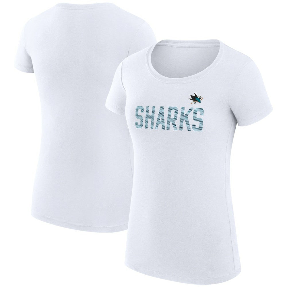 San Jose Sharks G-III 4Her by Carl Banks Women's Super-Slim Fit Lightweight Dot Print Team T-Shirt - White - NHL 200595254