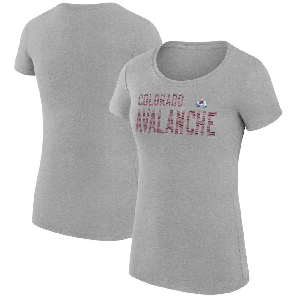 Colorado Avalanche G-III 4Her by Carl Banks Women's Super-Slim Fit Lightweight Dot Print Team T-Shirt - Heather Gray - NHL 200595269