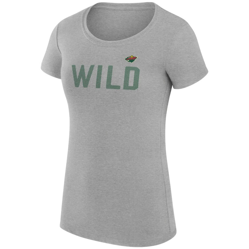Minnesota Wild G-III 4Her by Carl Banks Women's Super-Slim Fit Lightweight Dot Print Team T-Shirt - Heather Gray - NHL 200595276