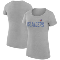 New York Islanders G-III 4Her by Carl Banks Women's Super-Slim Fit Lightweight Dot Print Team T-Shirt - Heather Gray - NHL 200595280