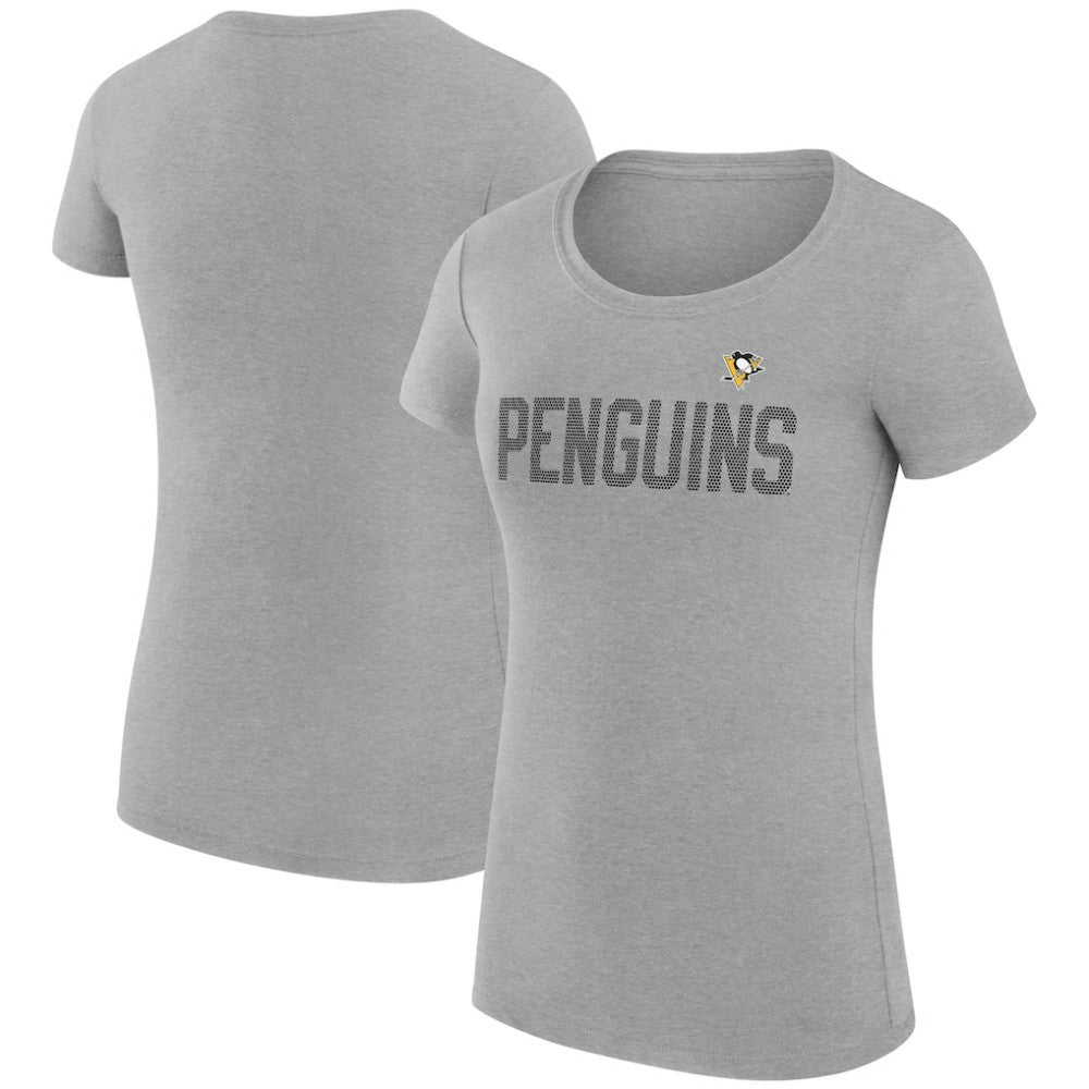 Pittsburgh Penguins G-III 4Her by Carl Banks Women's Super-Slim Fit Lightweight Dot Print Team T-Shirt - Heather Gray - NHL 200595285
