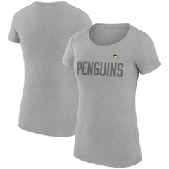 Pittsburgh Penguins G-III 4Her by Carl Banks Women's Super-Slim Fit Lightweight Dot Print Team T-Shirt - Heather Gray - NHL 200595285