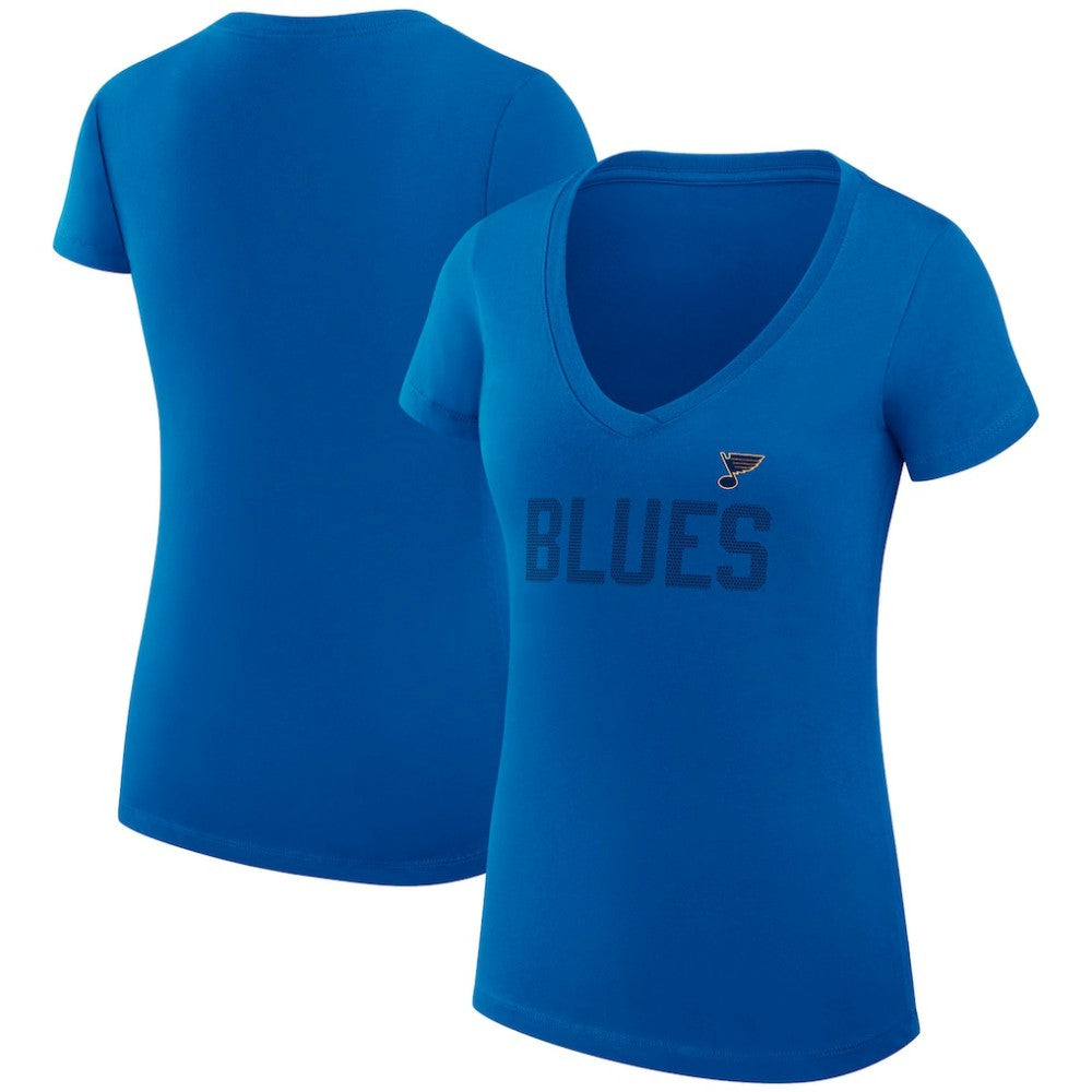 St. Louis Blues G-III 4Her by Carl Banks Women's Super-Slim Fit Lightweight Dot Print Team V-Neck T-Shirt - Blue - NHL 200595299