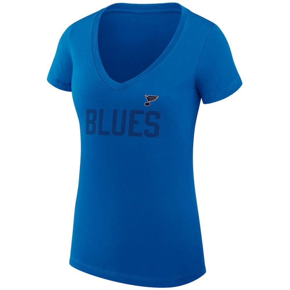 St. Louis Blues G-III 4Her by Carl Banks Women's Super-Slim Fit Lightweight Dot Print Team V-Neck T-Shirt - Blue - NHL 200595299