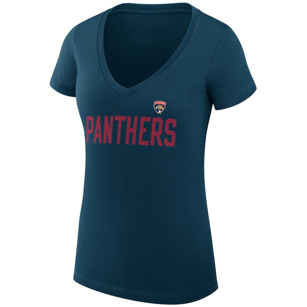 Florida Panthers G-III 4Her by Carl Banks Women's Super-Slim Fit Lightweight Dot Print Team V-Neck T-Shirt - Navy - NHL 200595303