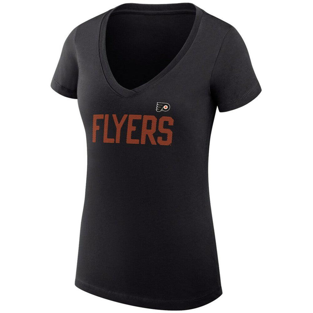 Philadelphia Flyers G-III 4Her by Carl Banks Women's Super-Slim Fit Lightweight Dot Print Team V-Neck T-Shirt - Black - NHL 200595333