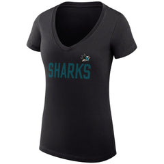San Jose Sharks G-III 4Her by Carl Banks Women's Super-Slim Fit Lightweight Dot Print Team V-Neck T-Shirt - Black - NHL 200595338
