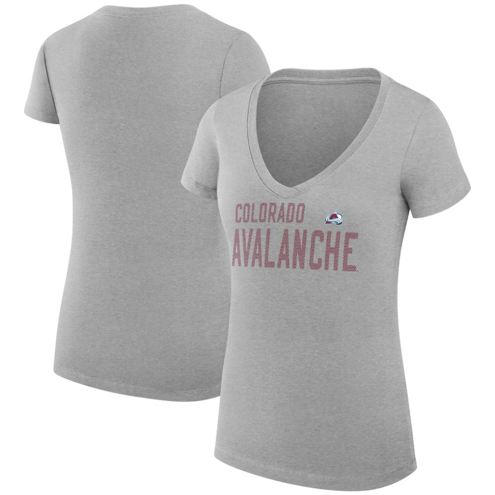 Colorado Avalanche G-III 4Her by Carl Banks Women's Super-Slim Fit Lightweight Dot Print Team V-Neck T-Shirt - Heather Gray - NHL 200595345