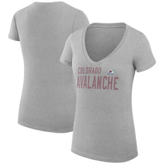 Colorado Avalanche G-III 4Her by Carl Banks Women's Super-Slim Fit Lightweight Dot Print Team V-Neck T-Shirt - Heather Gray - NHL 200595345