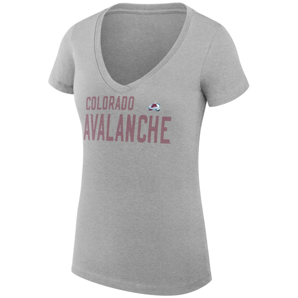 Colorado Avalanche G-III 4Her by Carl Banks Women's Super-Slim Fit Lightweight Dot Print Team V-Neck T-Shirt - Heather Gray - NHL 200595345