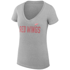 Detroit Red Wings G-III 4Her by Carl Banks Women's Super-Slim Fit Lightweight Dot Print Team V-Neck T-Shirt - Heather Gray - NHL 200595348