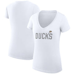 Anaheim Ducks G-III 4Her by Carl Banks Women's Super-Slim Fit Lightweight Dot Print Team V-Neck T-Shirt - White - NHL 200595366
