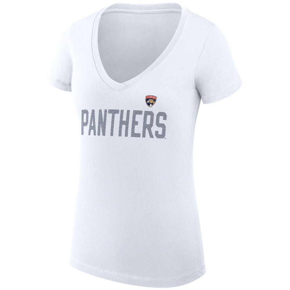 Florida Panthers G-III 4Her by Carl Banks Women's Super-Slim Fit Lightweight Dot Print Team V-Neck T-Shirt - White - NHL 200595382
