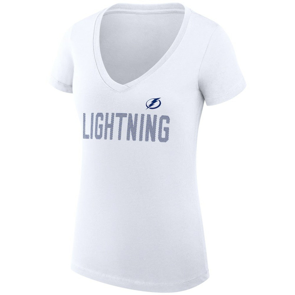 Tampa Bay Lightning G-III 4Her by Carl Banks Women's Super-Slim Fit Lightweight Dot Print Team V-Neck T-Shirt - White - NHL 200595397