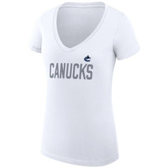 Vancouver Canucks G-III 4Her by Carl Banks Women's Super-Slim Fit Lightweight Dot Print Team V-Neck T-Shirt - White - NHL 200595399