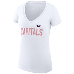 Washington Capitals G-III 4Her by Carl Banks Women's Super-Slim Fit Lightweight Dot Print Team V-Neck T-Shirt - White - NHL 200595401
