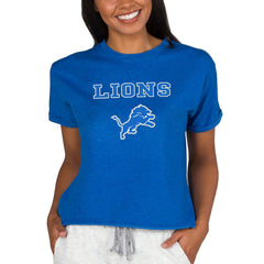 Detroit Lions Concepts Sport Women's Tri-Blend Mainstream Terry Short Sleeve Sweatshirt Top Blue