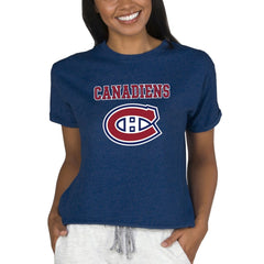 Montreal Canadiens Concepts Sport Women's Tri-Blend Mainstream Terry Short Sleeve Sweatshirt Top - Navy - NHL 200596338