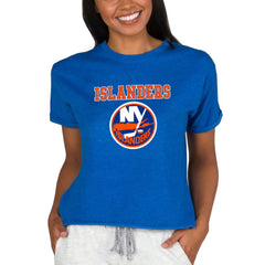 New York Islanders Concepts Sport Women's Tri-Blend Mainstream Terry Short Sleeve Sweatshirt Top - Royal - NHL 200596339