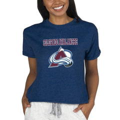 Colorado Avalanche Concepts Sport Women's Tri-Blend Mainstream Terry Short Sleeve Sweatshirt Top - Navy - NHL 200596343