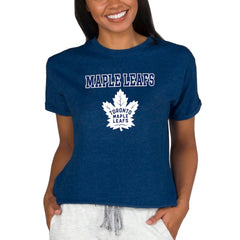 Toronto Maple Leafs Concepts Sport Women's Tri-Blend Mainstream Terry Short Sleeve Sweatshirt Top - Navy - NHL 200596345