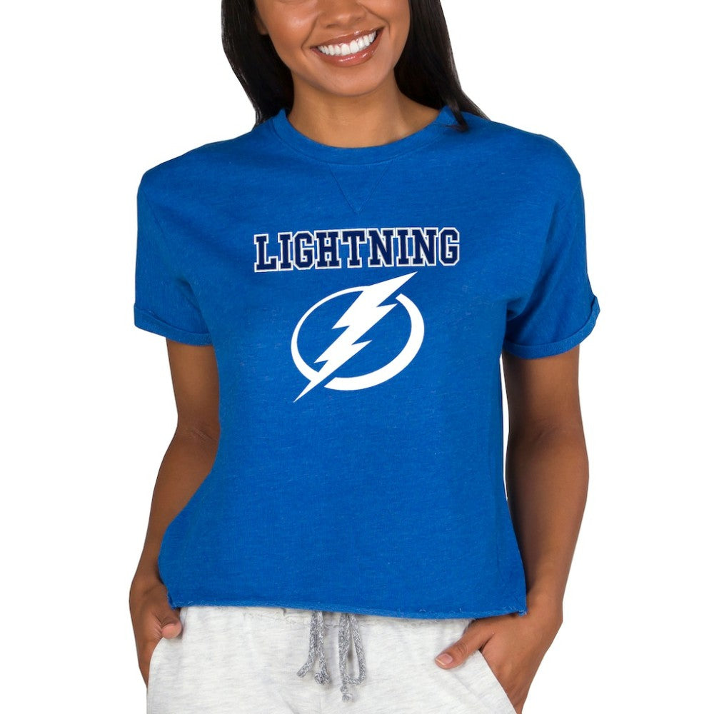 Tampa Bay Lightning Concepts Sport Women's Tri-Blend Mainstream Terry Short Sleeve Sweatshirt Top - Royal - NHL 200596350
