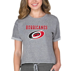 Carolina Hurricanes Concepts Sport Women's Tri-Blend Mainstream Terry Short Sleeve Sweatshirt Top - Heather Gray - NHL 200596353