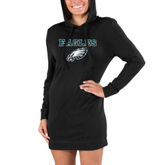 Philadelphia Eagles Concepts Sport Women's Gather Long Sleeve Hoodie Nightshirt Black