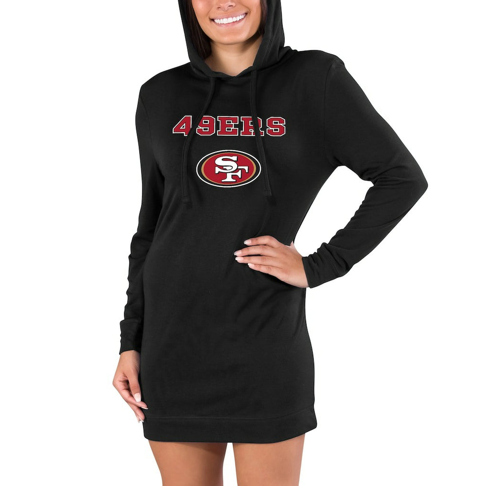 San Francisco 49ers Concepts Sport Women's Gather Long Sleeve Hoodie Nightshirt Black
