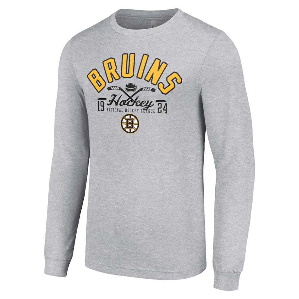 Boston Bruins Starter Puck Long Sleeve T-Shirt - Heather Gray - NHL 200597918