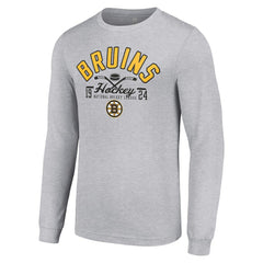 Boston Bruins Starter Puck Long Sleeve T-Shirt - Heather Gray - NHL 200597918