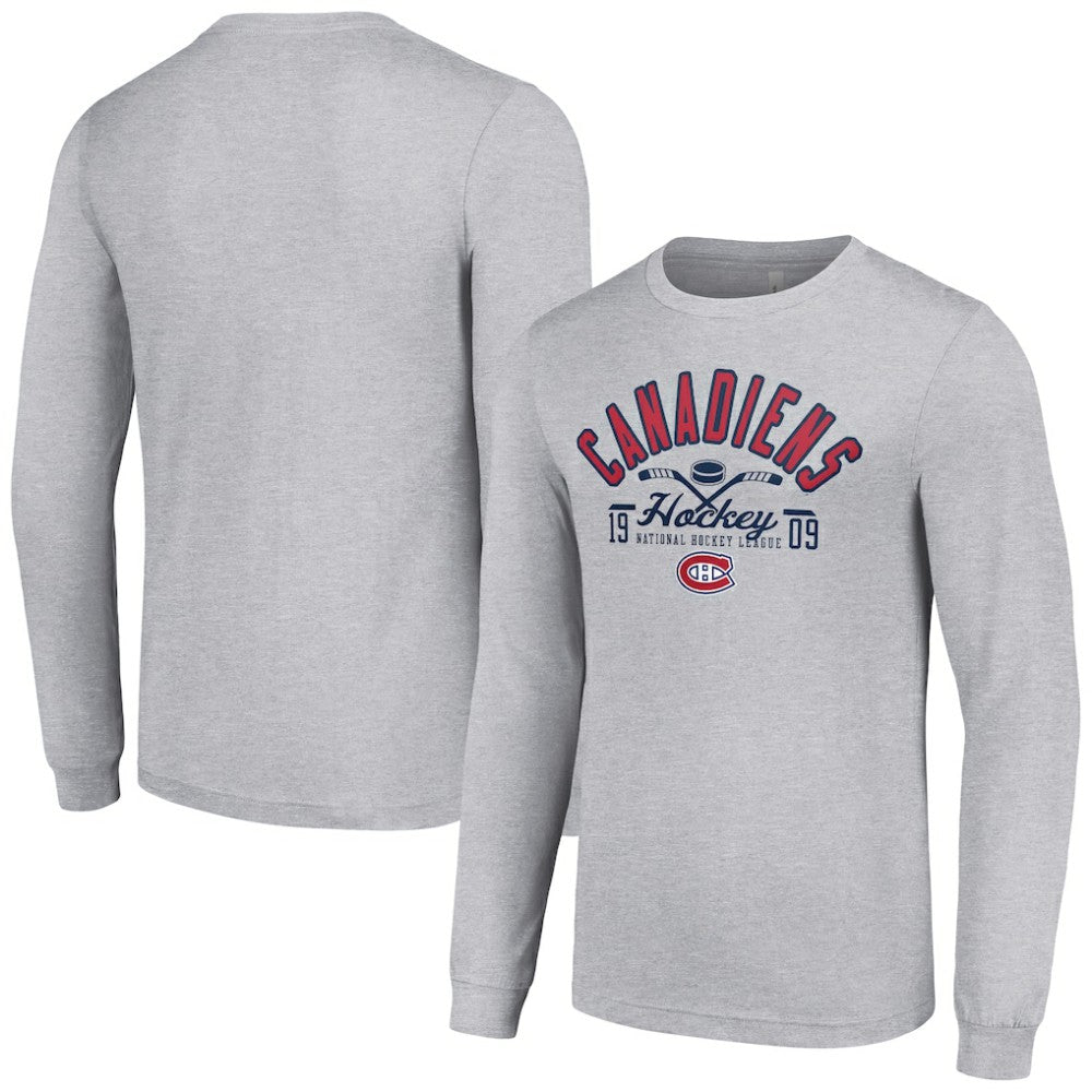 Montreal Canadiens Starter Puck Long Sleeve T-Shirt - Heather Gray - NHL 200597940