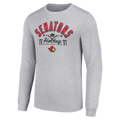 Ottawa Senators Starter Puck Long Sleeve T-Shirt - Heather Gray - NHL 200597950