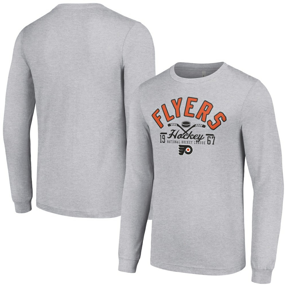 Philadelphia Flyers Starter Puck Long Sleeve T-Shirt - Heather Gray - NHL 200597952