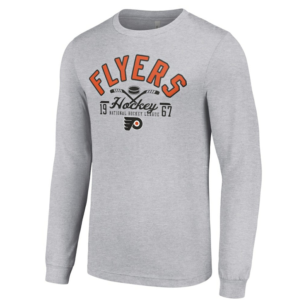 Philadelphia Flyers Starter Puck Long Sleeve T-Shirt - Heather Gray - NHL 200597952
